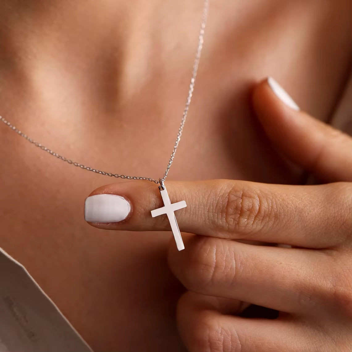 Fashion Stainless Steel Cross Gold Silver Color Necklace for Women Men Exquisite Chain Necklaces Jewelry Birthday Present
