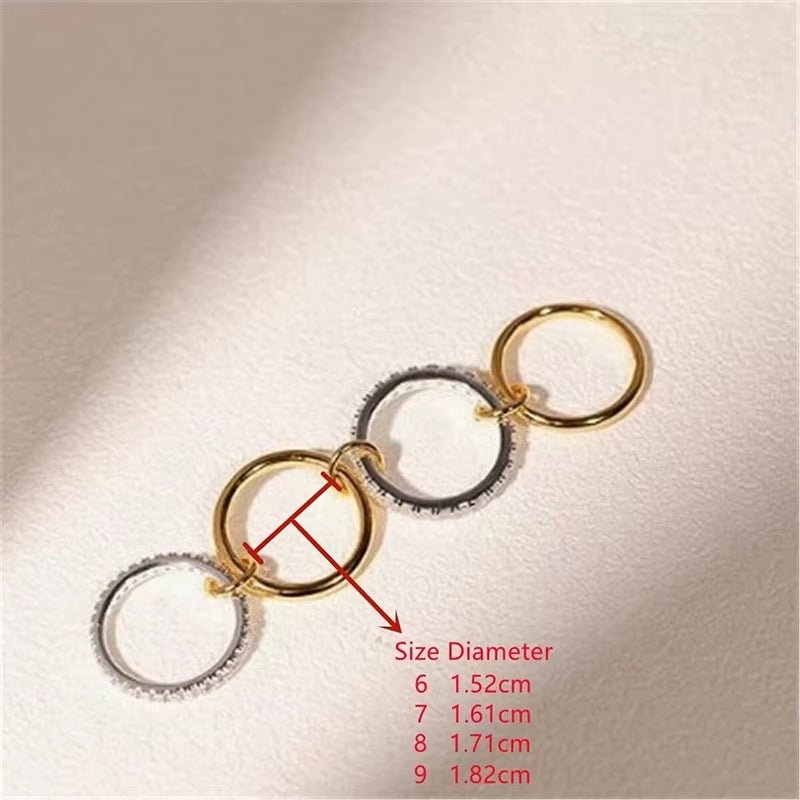 Multi-Layer Stainless Steel Ring for Women Gold Silver Color Sparkling Zircon Rings Hypoallergenic Women'S Party Jewelry