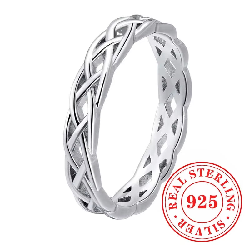 CAOSHI Contemporary Style Twist Finger Accessory for Women 925 Sterling Silver with Sparkling CZ Ring Fancy Anniversary Jewelry