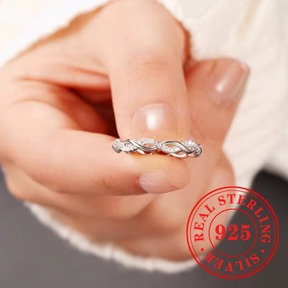 CAOSHI Contemporary Style Twist Finger Accessory for Women 925 Sterling Silver with Sparkling CZ Ring Fancy Anniversary Jewelry